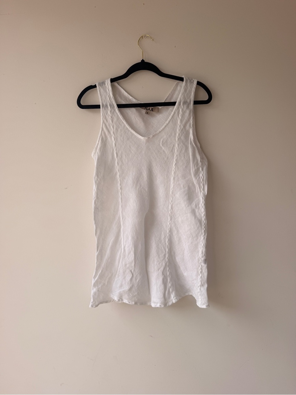 Flax 100% Linen White Scoop Neck Tank Top